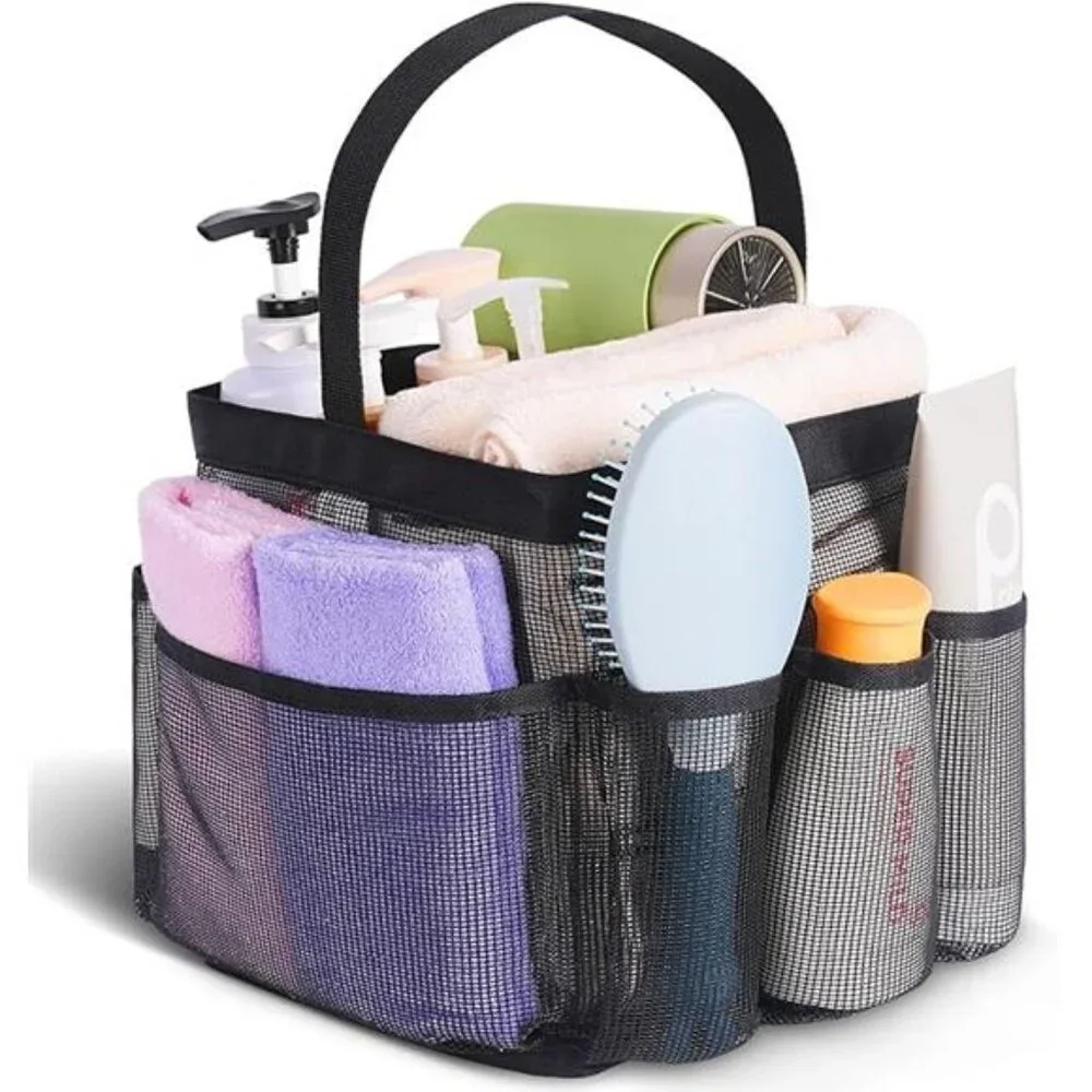Mesh Shower Caddy Portable for College Dorm Room Essentials 8-Pocket Shower Bag